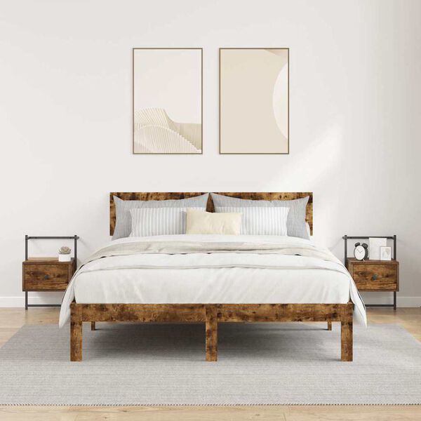 vidaXL Wand-Nachttische 2 Stk. R&auml;uchereiche 35x30x51 cm Holzwerkstoff