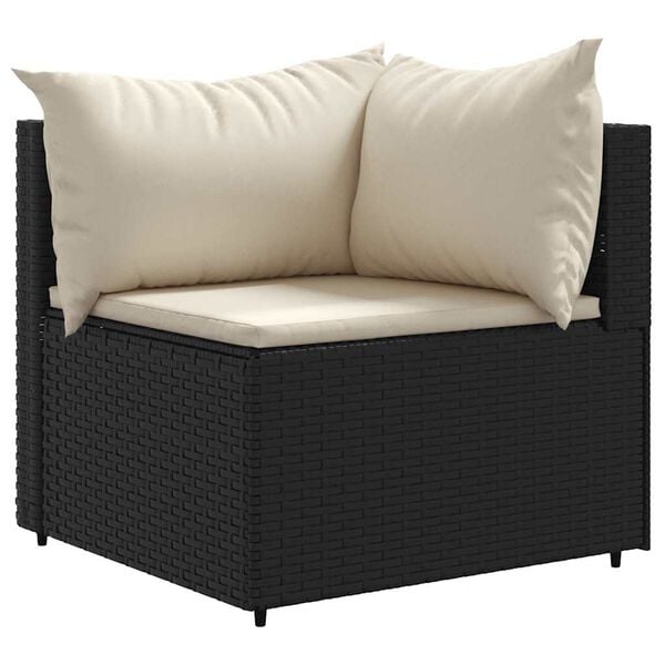 vidaXL 7-tlg. Garten-Lounge-Set mit Kissen Schwarz Poly Rattan