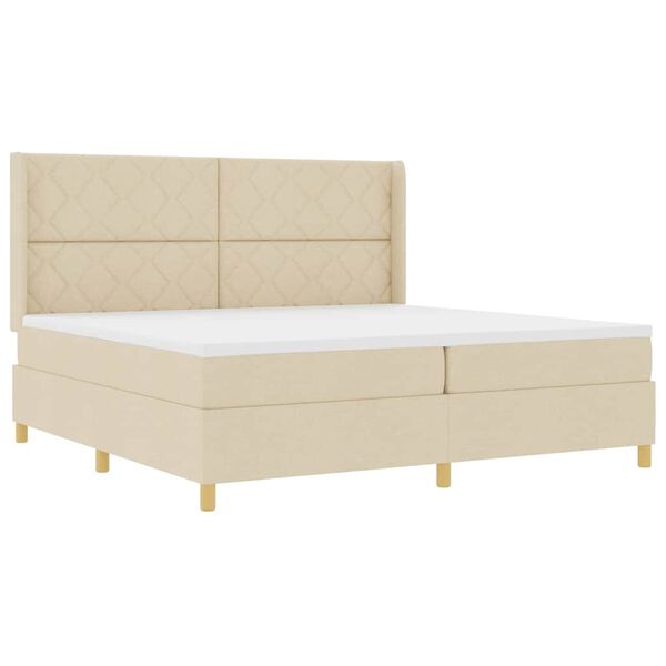 vidaXL Boxspringbett mit Matratze Creme 200 x 200 cm Stoff