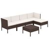 vidaXL 6-tlg. Garten-Lounge-Set mit Auflagen Poly Rattan Braun