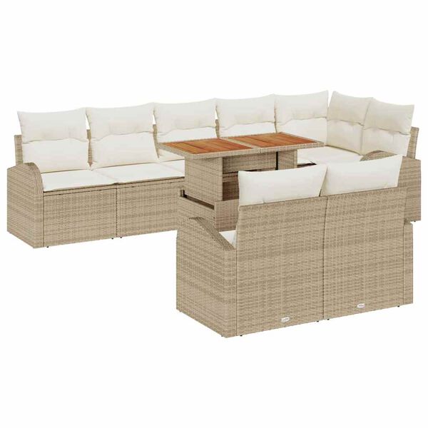 vidaXL Garten-Sofa-Set mit Kissen 9 pcs Beige und Creme