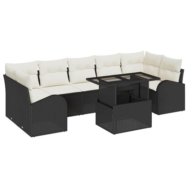 vidaXL Gartensofa-set mit Kissen mit Kissen 8 pcs Schwarz Poly Rattan