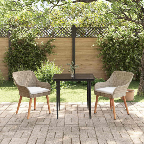 vidaXL Garten Essgruppe mit Kissen 3 pcs Beige Poly-Rattan