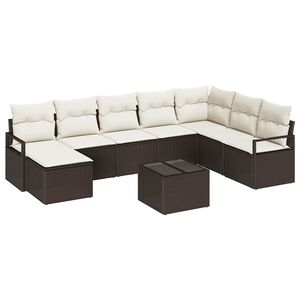 vidaXL Sofa Set mit Kissen 9 pcs Braun Poly Rattan