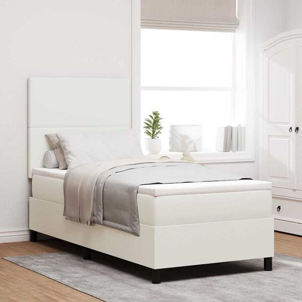 vidaXL Boxspringbett Creme und Wei&szlig; 193 x 90 x 128 cm Cordstoff