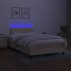 vidaXL Boxspringbett mit Matratze & LED Creme 120x190 cm Stoff