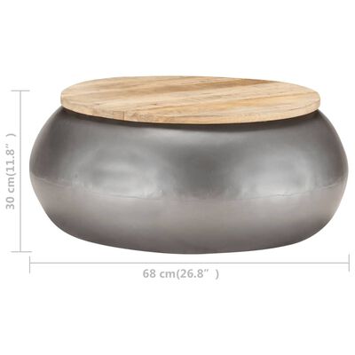 vidaXL Couchtisch Grau 68x68x30 cm Massivholz Mango