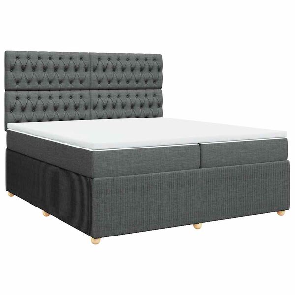 vidaXL Boxspringbett mit Matratze Dunkelgrau 200x200 cm Stoff