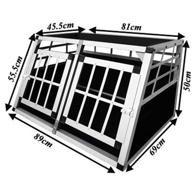 vidaXL Hundetransportbox mit Doppeltür S Aluminium
