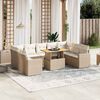 vidaXL 10-tlg. Garten-Sofagarnitur mit Kissen Beige Poly Rattan