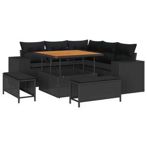 vidaXL Gartensofa-set mit Kissen 8 pcs Schwarz Poly-Rattan