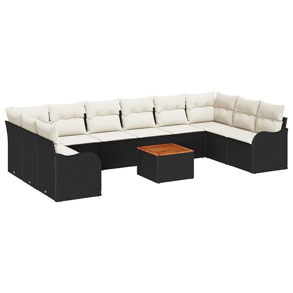 vidaXL Gartensofa-set mit Kissen 11 pcs Schwarz Poly-Rattan