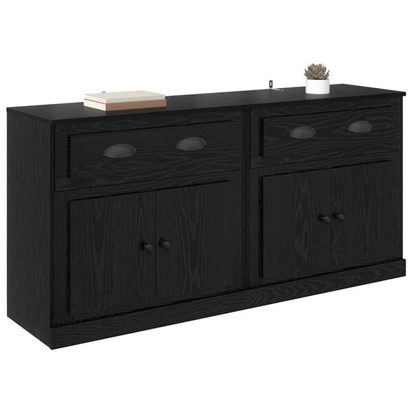 vidaXL Sideboards 2 pcs Schwarz Eichen-Optik 70 x 35,5 x 67,5 cm