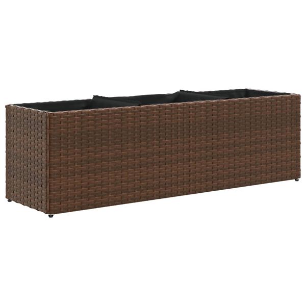 vidaXL Hochbeet mit 3 F&auml;chern Braun 105x30x32 cm Poly Rattan
