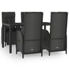 vidaXL 5-tlg. Garten-Essgruppe mit Kissen Schwarz Poly Rattan