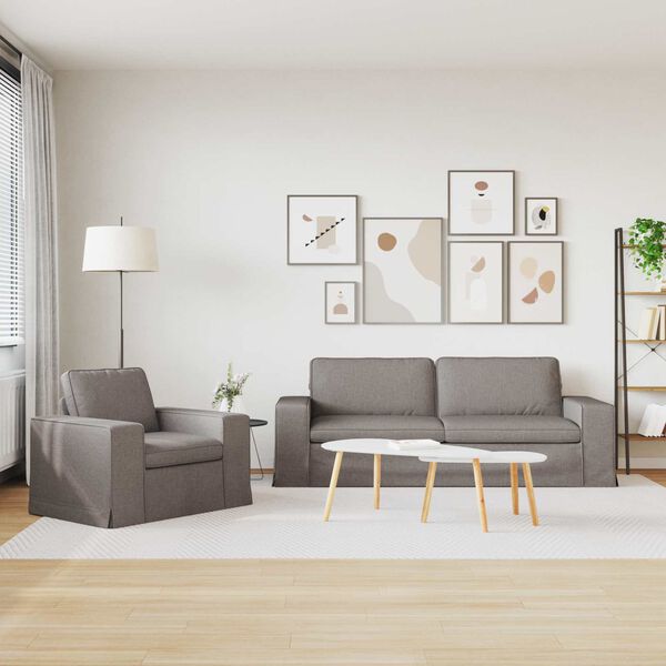 vidaXL Sofa 2 pcs Taupe 182 x 80 x 82 cm Stoff