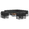 vidaXL Outdoor-Sofagarnitur 14 pcs Schwarz und Dunkelgrau Polyester