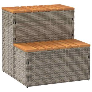 vidaXL Whirlpooltreppe Grau 50x50x50,5 cm Poly Rattan Akazie Massiv