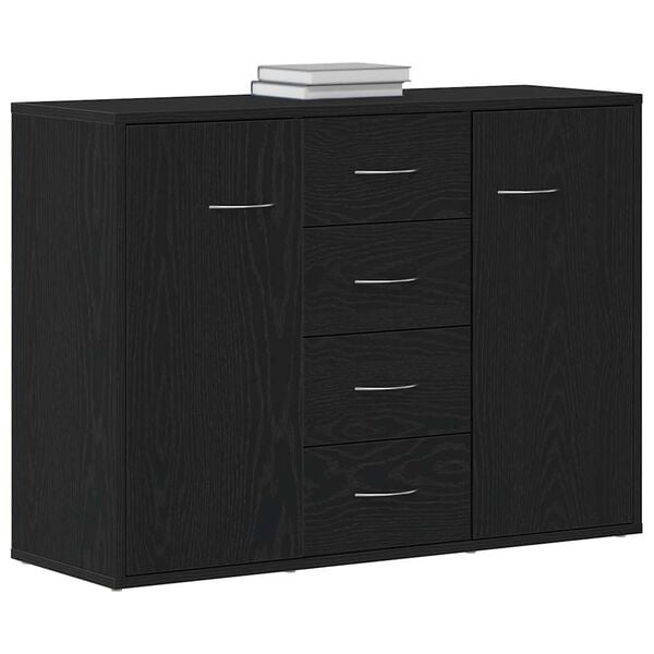 vidaXL Sideboard Schwarz Eichen-Optik 88x30x64 cm Holzwerkstoff