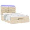 vidaXL Ottoman-Bett mit Matratze & LEDs Creme 140x200 cm Stoff