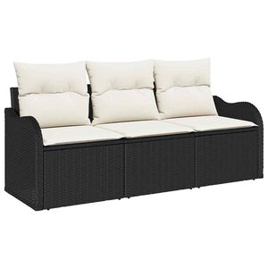vidaXL Garten-Sofa-Set 3 stk. Schwarz Poly Rattan