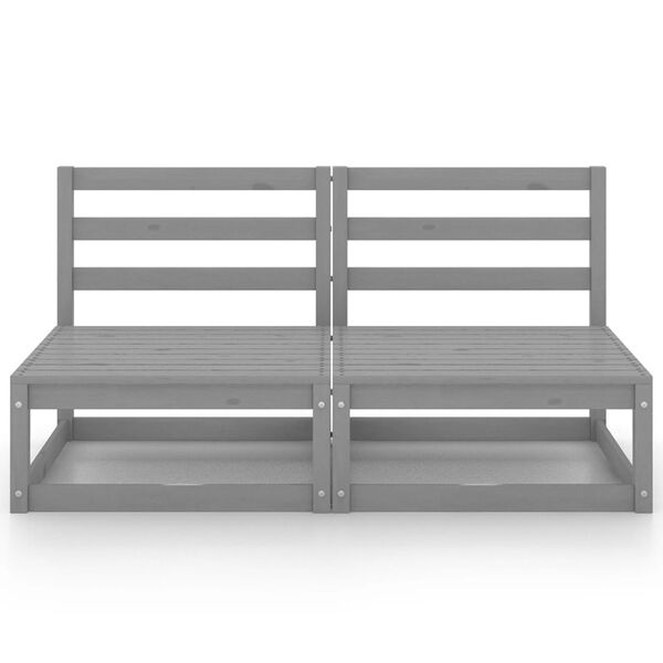 vidaXL Gartensofa 2-Sitzer Grau Massivholz Kiefer