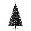 vidaXL K&uuml;nstlicher vorbeleuchteter Weihnachtsbaum Schwarz 210 cm PVC