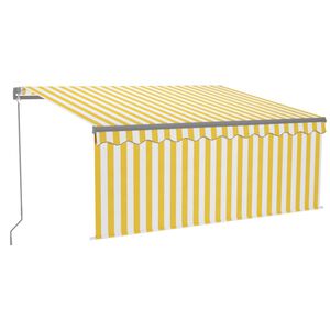 vidaXL Markise Manuell Einziehbar mit Rollo LED 3x2,5m Gelb & Wei&szlig;