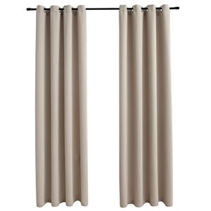 vidaXL Verdunkelungsvorh&auml;nge mit Metall&ouml;sen 2 Stk. Beige 140x175 cm