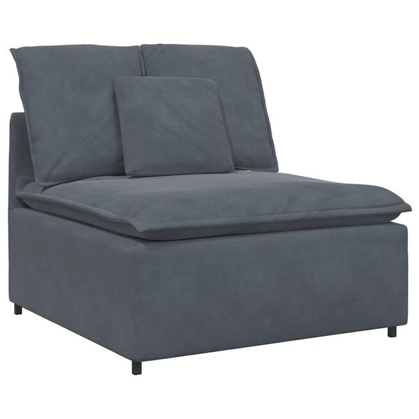 vidaXL Modulares Sofa mit Kissen Samt Dunkelgrau