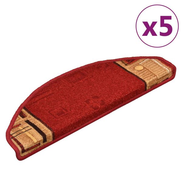 vidaXL Stufenmatten Selbstklebend 5 Stk. 65x21x4 cm Rot