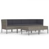 vidaXL 6-tlg. Garten-Lounge-Set mit Auflagen Poly Rattan Grau