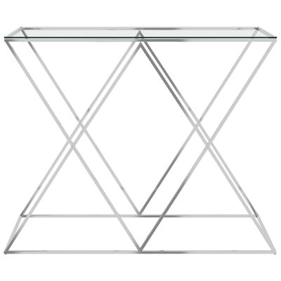 vidaXL Beistelltisch Silbern 90x40x75 cm Edelstahl und Glas