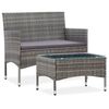 vidaXL 2-tlg. Garten-Lounge-Set mit Auflage Poly Rattan Grau