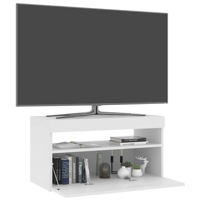 vidaXL TV-Schrank mit LED-Leuchten Hochglanz-Weiß 75x35x40 cm