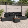 vidaXL Garten-Sofa-Set mit Kissen 5 pcs Schwarz Poly Rattan