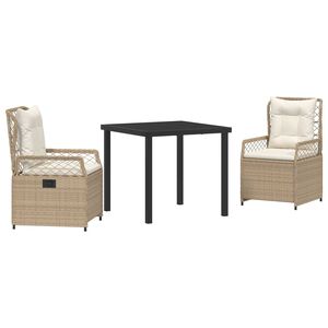 vidaXL Garten Essgruppe 3 pcs Beige und Cremewei&szlig; Poly-Rattan
