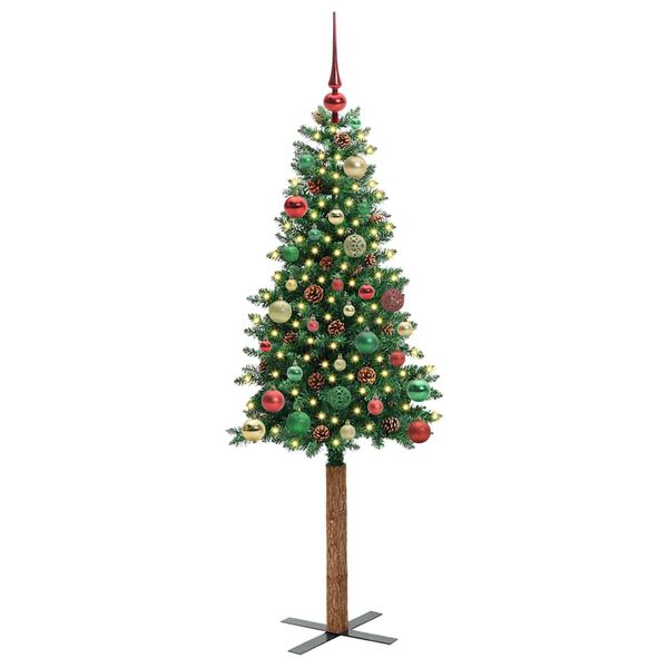 vidaXL Schlanker Weihnachtsbaum mit 150 LEDs mit St&auml;nder Gr&uuml;n 150 cm