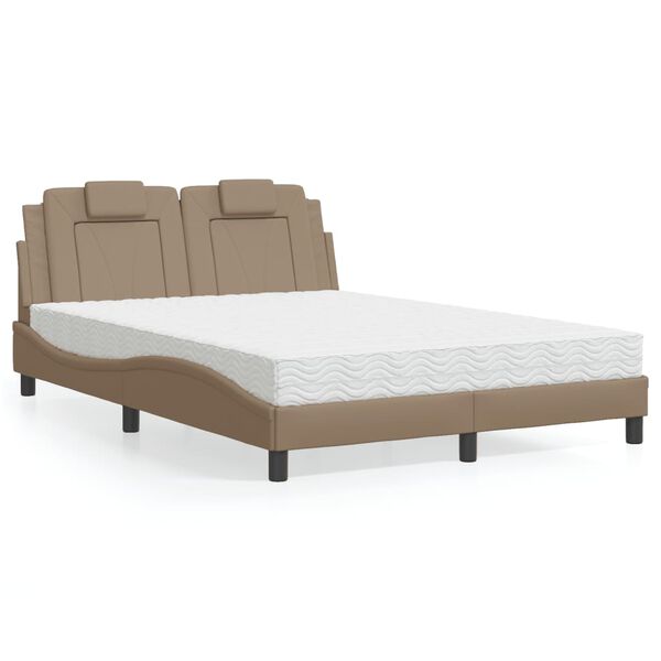 vidaXL Bett "Viana" mit Matratze Cappuccino-Braun 140x190 cm Kunstleder