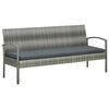 vidaXL Gartensofa 3-Sitzer mit Kissen Grau Poly Rattan