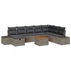 vidaXL Garten-Sofa-Set mit Kissen mit Speicher 9 pcs Grau Poly Rattan