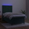 vidaXL Boxspringbett mit Matratze & LED Dunkelgr&uuml;n 100x200 cm Samt