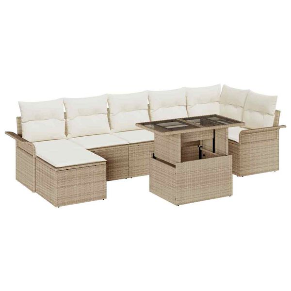 vidaXL Sofa Set mit Kissen 8 pcs Beige Poly-Rattan