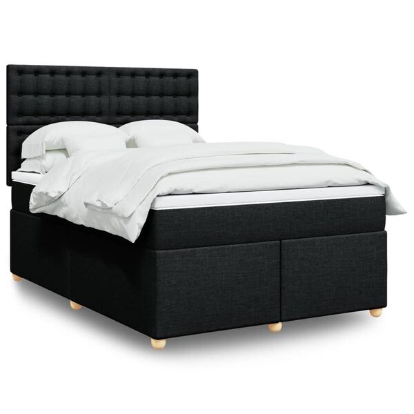 vidaXL Boxspringbett mit Matratze Schwarz 140x190 cm Stoff