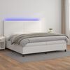 vidaXL Boxspringbett mit Matratze & LED Wei&szlig; 200x200 cm Kunstleder