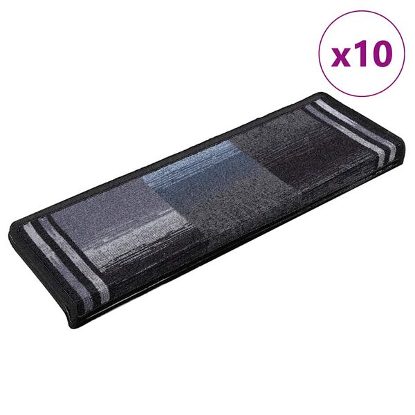 vidaXL Stufenmatten Selbstklebend 10 Stk 65x21x4 cm Schwarz Grau