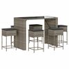 vidaXL 7-tlg. Gartenbar-Set mit Kissen Grau Poly Rattan
