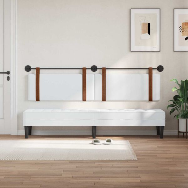 vidaXL H&auml;ngevorderseite Wandmontiert Wei&szlig; 210 x 55 x 5 cm Antikes PU