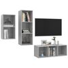 vidaXL 3-tlg. TV-Schrank-Set Betongrau Holzwerkstoff