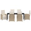 vidaXL Garten Essgruppe mit Kissen 7 pcs Beige Poly-Rattan